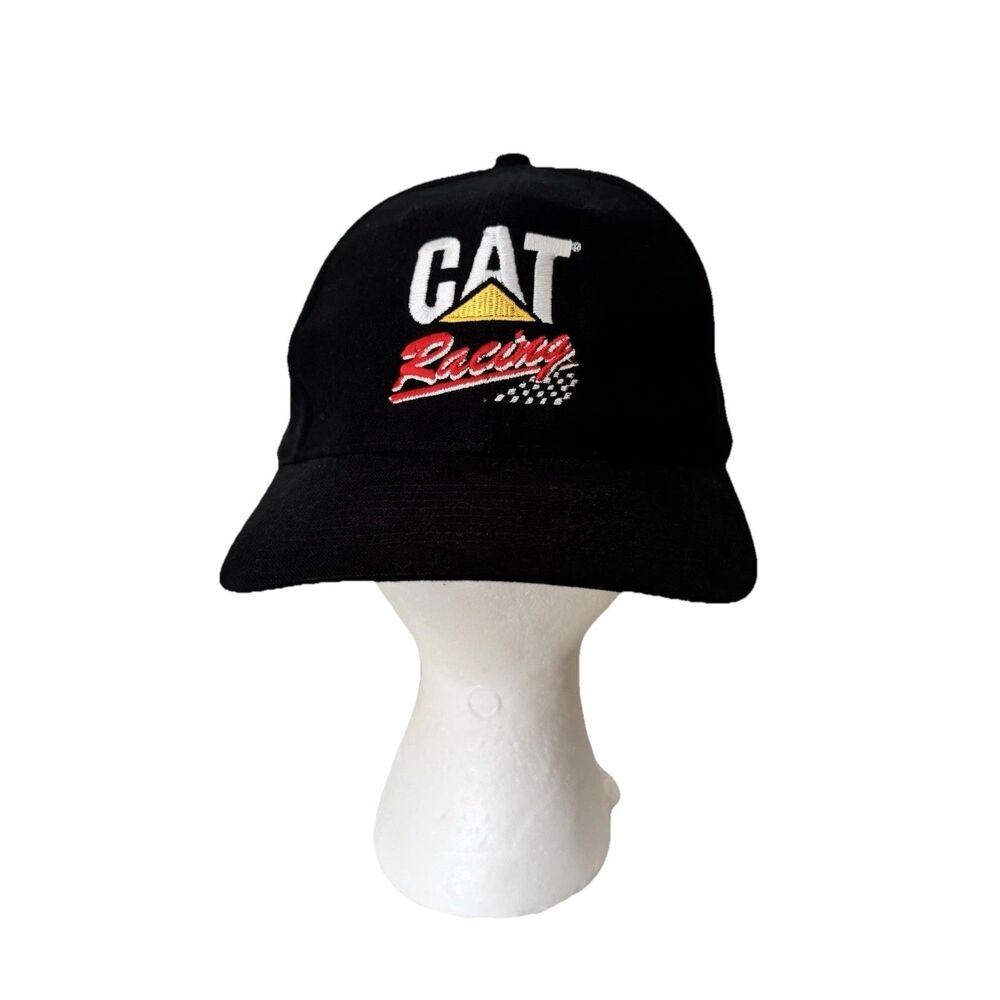 Nascar Cat Racing Cap Hat Mens Adjustable Ward Burton Black Vtg Head To Toe New